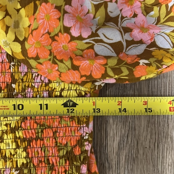 Billabong Square Neck Balloon Sleeves Ruched Back Floral Mini Dress - Picture 13 of 15